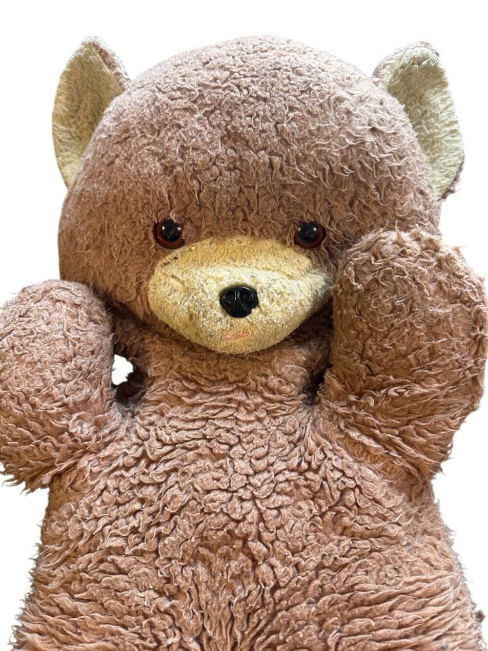 Vintage 1970s Large Plush Teddy Bear With Tongue 26 Inches Brown & Beige Retro S - Picture 2 of 10